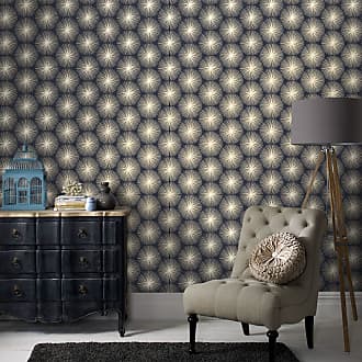 Graham & Brown Kabuki Fire Circle Blue Wallpaper