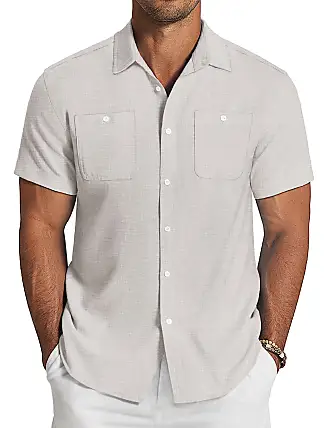 Mens Short Sleeve Shirts Button Down Tops Beach Linen Fishing Tees Spread  Collar Plain Summer Blouses, X-white, XX-Large : : Clothing &  Accessories