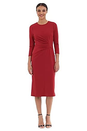 Donna Morgan Womens Front Drape Slant Pocket Sheath Dress, Red Dahlia, 4