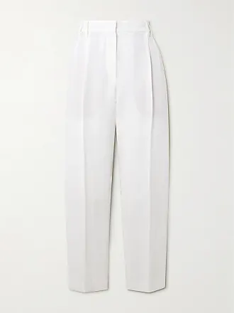 Beige Elasticated linen-blend gauze wide-leg trousers, Brunello Cucinelli