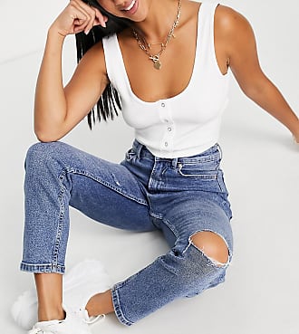 stradivarius blue mom jeans