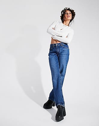 Asos organic cotton blend low rise straight leg jean in 70s blue-Blues