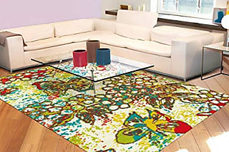 Grün Flowers 140x200cm Teppich Wohnzimmer Farbenfroher Design-Teppich Multi