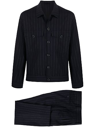 Giorgio Armani single-breasted pinstripe suit - men - Spandex/Elastane/Spandex/Elastane/Virgin Wool/Cupro - 52 - Blue