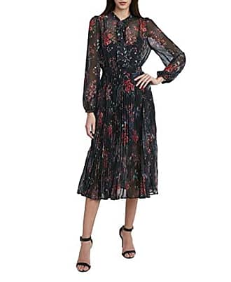 Bcbgmaxazria Womens Long Sleeve Pleated Cocktail Dress, Midntcom, X-Large