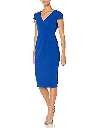 Donna Morgan Womens Cap Sleeve Fitted Crepe Sheath Dress, Red Velvet, 0