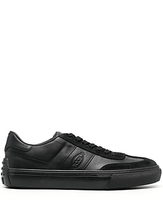 Leather Trimmed Knit Sneakers in Black - Tods