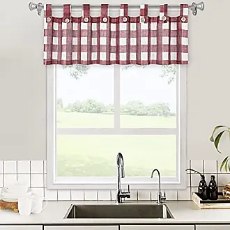 Checkered Kitchen Curtain Farmhouse Buffalo Plaid Semi Sheer Cafe