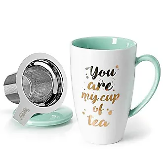 Sweese Porcelain Tea Mug with Infuser Lid, Ceramic Coffee Cup Set