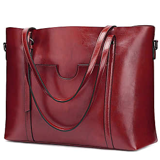Ladies Womens Leather Tote Bag Top Handle Handbags Shoulder for Working Dating Daily Life Color : Wine Red, Size : Free Size 