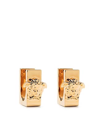 Versace Enamel Medusa Stud Earrings, Unisex, Black+gold, ONE SIZE