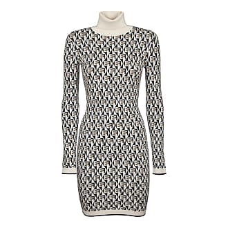 Mode Jurken Gebreide jurken Canessa Gebreide jurk wit abstract patroon casual uitstraling 