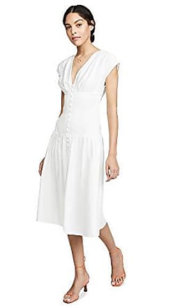 Keepsake the Label Womens Secure Smocked Drop Waist Button Down Midi Dress, Ivory, Large