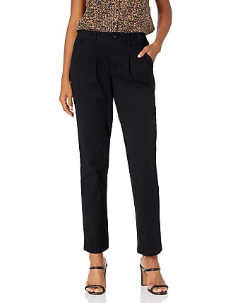 Gloria Vanderbilt Womens Pleat Chino Pants, Black, 14 Petite