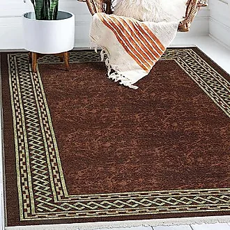 Ottomanson Non Shedding Washable Wrinkle-Free Cotton Flatweave Text 2x5 Laundry Room Runner Rug, 2' x 5', Brown