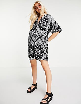 Asos shirt dress in black and white bandana print-Multi