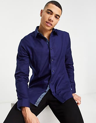 RRP £89 Oxford Grandad Collar Blue Size 2 4 S L Ted Baker Mens Shirt 