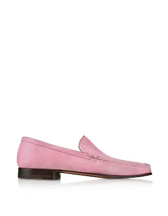 Handmade men's lace-up loafers in powder pink leather