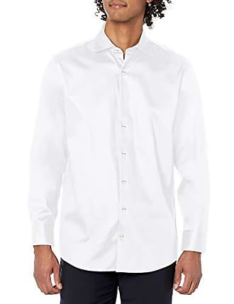 Kenneth Cole Reaction Mens Dress Shirt Regular Fit Stretch Collar Non Iron Solid, White, 17.5 Neck 36-37 Sleeve (X-Large)
