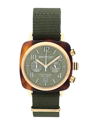 Men's brown Briston watch with nylon strap Clubmaster Classic Acetate  Alpine Hunter - Brown / Green Silver 40M