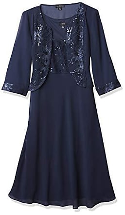 Le Bos Womens Embroidered Sequin Jacket Dress, Navy, 12