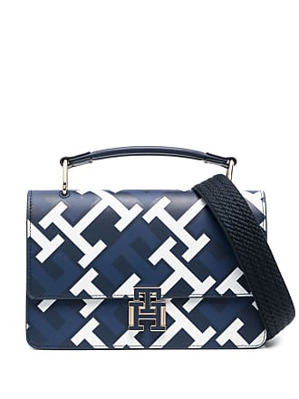 TOMMY HILFIGER The Square Jacquard Women's Small Crossbody Navy Blue White  NWT