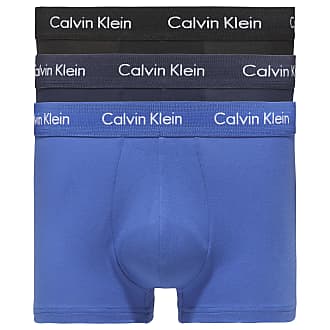 Calvin Klein Core Cotton Stretch 3 Pack Low Rise Trunk Mens Boxer Shorts - Black Blue Shadow Cobalt Water