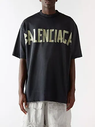 Black Tape-logo distressed cotton-jersey hoodie, Balenciaga
