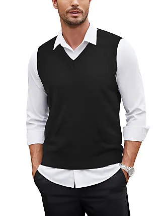 COOFANDY Men's Sweater Vest V Neck Pullover Sweater Sleeveless Knit Casual  Slim Fit Vest