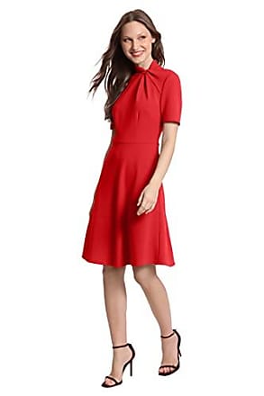 Donna Morgan Womens Rack Version of D7886m-Twisted Collar Dress with Assymmetrical Seams, Red, 4