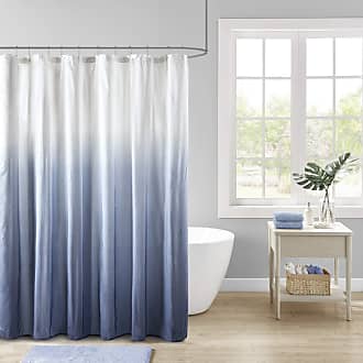 Madison Park Ara Shower Curtain, Seersucker Design Ombre Print, Modern Bathroom Decor, Machine Washable, Fabric Privacy Screen, 72x72, Blue