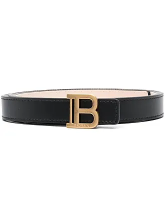 Burberry Embellished Logo Plaque Buckle Belt In Black