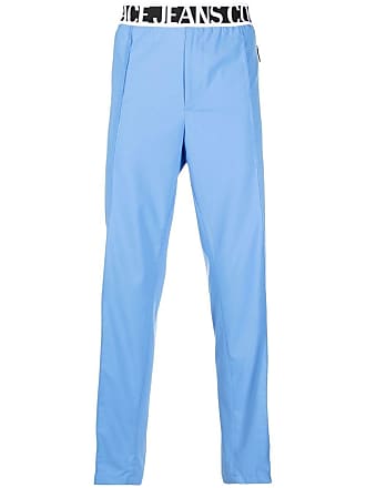 Versace Jeans Couture logo straight-leg trousers - men - Viscose/Cotton/Spandex/Elastane/Polyester - 46 - Blue