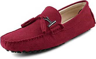 Mens Suede Loafers Slip On Design Leather Smart Casual Driving Wine Red Shoes UK