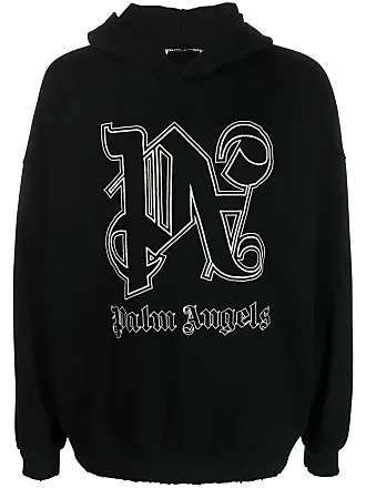 Palm Angels logo-embroidered cotton hoodie - Neutrals
