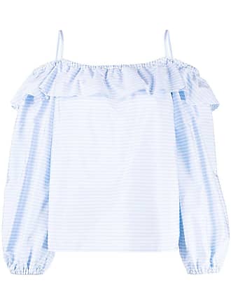 Celeste Pisenti S. Tropez off-shoulder top - women - Cotton/Silk - 40 - Blue