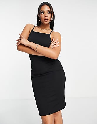 NA-KD low back jersey bodycon dress in black