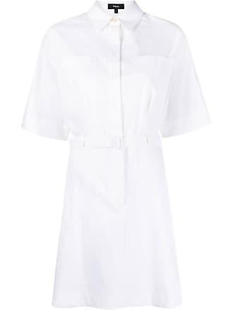 Theory short-sleeved belted shirt dress - women - Linen/Flax/Viscose/Spandex/Elastane - 0 - White