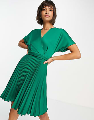 Damen Bekleidung Kleider Mini kurzes wickelkleid aus satin in Grün Missguided und kurze Kleider 