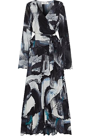 Diane Von Fürstenberg Diane Von Furstenberg Woman Bernyce Asymmetric Printed Stretch-mesh Maxi Wrap Dress Black Size 0