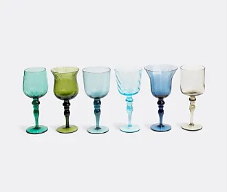 Bitossi Home Set of 6 Glasses Assorted Shapes Nuances Blue Green - Red Wine