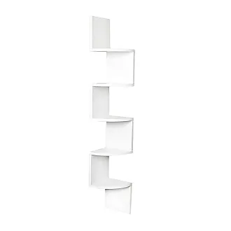 Danya B Two-Tier Ledge Shelf Wall Organizer with Five Hanging Hooks - White, Size: 16 inch x 29 inch