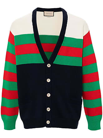 Gucci Web-striped wool cardigan - White