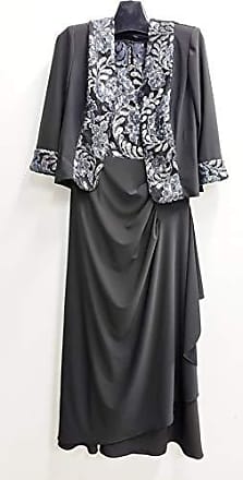 Le Bos Womens Metallic Embroidered Drape Layered Dress, Black/Silver, 18