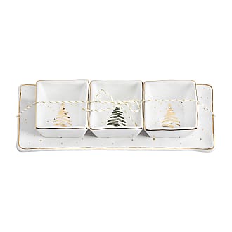 Ornament 7.75 x 6 Spoon 5 Tree 6.5 x 4.75 White and Gold Mud Pie Dip Cup Set 