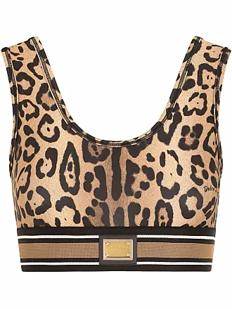 Jacquard leopard-print cropped top in brown - Dolce Gabbana