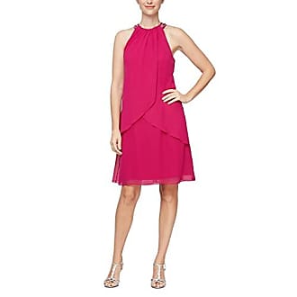 S.L. Fashions Womens Jewel Halter Sheath Dress (Petite and Regular), Fuchsia, 14 Petite