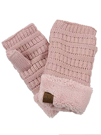 Gloves Knit Full Finger Mittens Pink Ribbon Cancer L Smart Phone Touch Screen 