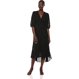 Calvin Klein Womens Maxi Wrap Dress, Black, 4