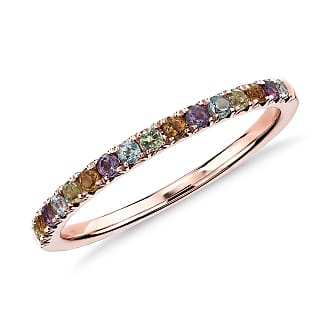 Blue Nile Multi-Gemstone Pave Ring in 14k Rose Gold (1.5mm)